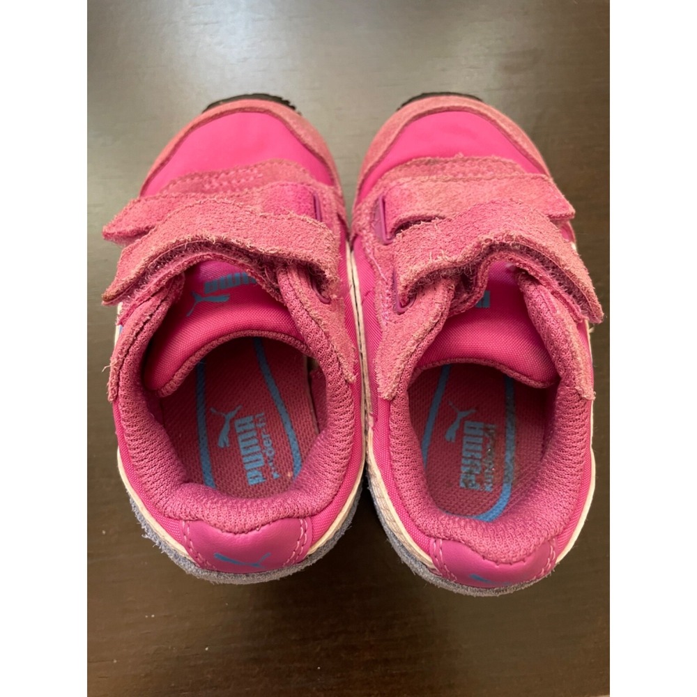 Retro Puma Girls Pink Athletic Shoes Sneakers hook Loop Toddler /Walker Size 5 - Picture 3 of 7